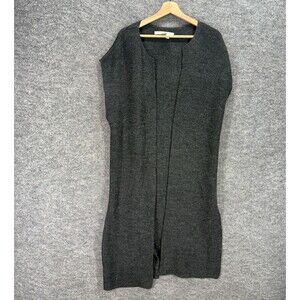 Studio M Cardigan Women XL Gray Wool Knit Open Front Short Sleeve Casual Solid